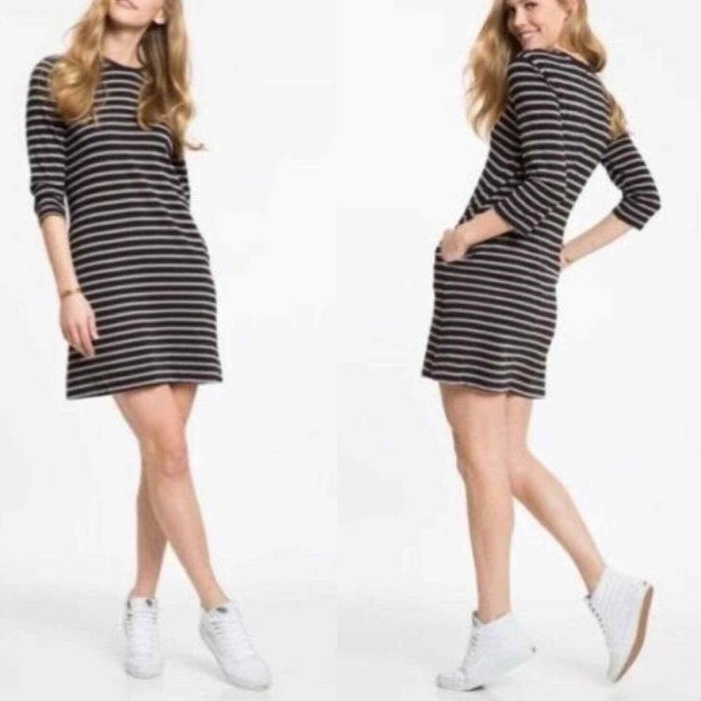 Marine Layer Striped Super Soft Gemma Dress Black Gray Size Small